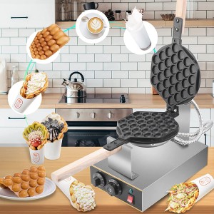 Vogvigo Gaufrier Bubble Waffle 1400W Semi-Professionnel Machine a Gauffres Plaques Nonstick en Acier Inoxydable Rotatives à 180° Poignée en Bois 50-250 ℃ Température Contrôle