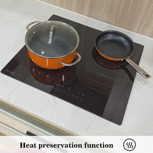 COVERCOOK Tables de cuisson à induction Flex table de cuisson électrique de 59 cm avec 2 zones de cuisson flexibles plaque chauffante à faible puissance pour casserole longue en fer