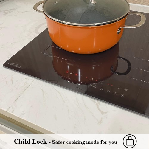 COVERCOOK Tables de cuisson à induction Flex table de cuisson électrique de 59 cm avec 2 zones de cuisson flexibles plaque chauffante à faible puissance pour casserole longue en fer