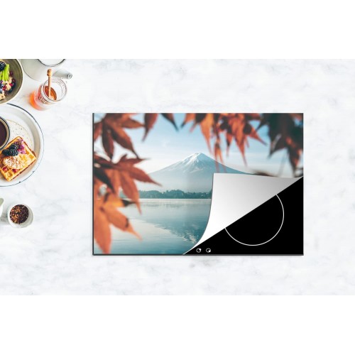Protège-plaque à induction Plaque Protection Vitrocéramique Induction Vinyl La montagne Fuji vue à travers les feuilles au Japon 78x52 cm Couvre Plaque de Cuisson Accessoires de Cuisine