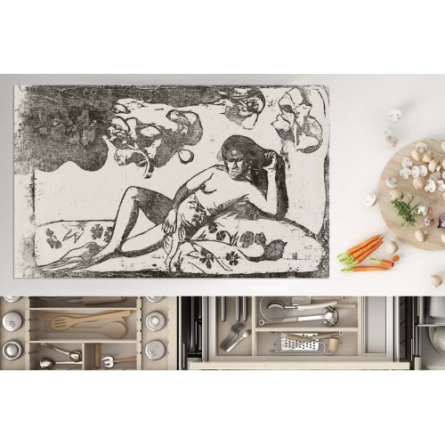 Protège-plaque à induction Plaque Protection Vitrocéramique Induction Vinyl La reine de beauté Paul Gauguin 85x52 cm Couvre Plaque de Cuisson Accessoires de Cuisine
