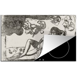 Protège-plaque à induction Plaque Protection Vitrocéramique Induction Vinyl La reine de beauté Paul Gauguin 85x52 cm Couvre Plaque de Cuisson Accessoires de Cuisine