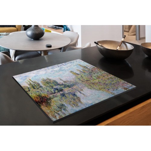 Protège-plaque à induction Plaque Protection Vitrocéramique Induction Vinyl La Seine à Vétheuil Peinture de Claude Monet 65x52 cm Couvre Plaque de Cuisson Accessoires de Cuisine