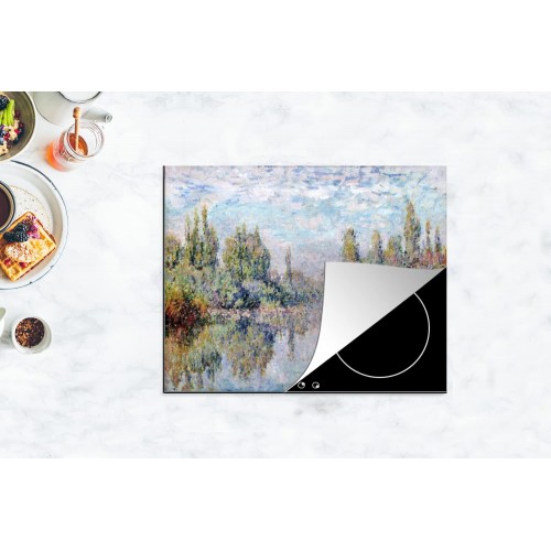 Protège-plaque à induction Plaque Protection Vitrocéramique Induction Vinyl La Seine à Vétheuil Peinture de Claude Monet 65x52 cm Couvre Plaque de Cuisson Accessoires de Cuisine