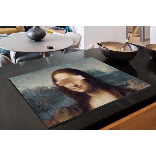 Protège-plaque à induction Plaque Protection Vitrocéramique Induction Vinyl Mona Lisa Leonardo da Vinci Or rose 80x52 cm Couvre Plaque de Cuisson Accessoires de Cuisine