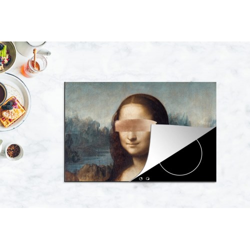 Protège-plaque à induction Plaque Protection Vitrocéramique Induction Vinyl Mona Lisa Leonardo da Vinci Or rose 80x52 cm Couvre Plaque de Cuisson Accessoires de Cuisine