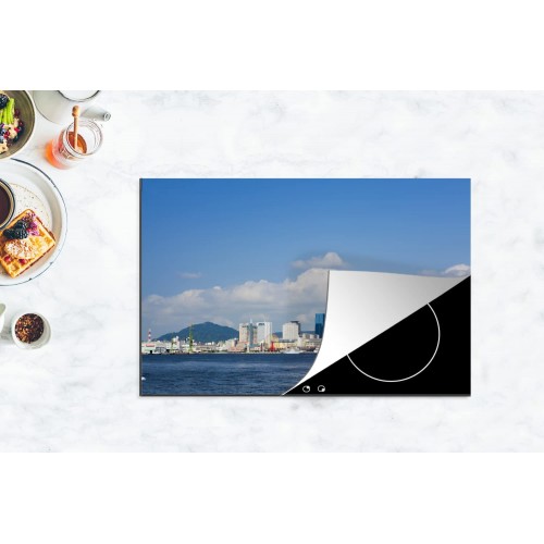Protège-plaque à induction Plaque Protection Vitrocéramique Induction Vinyl Port de Kobe au Japon vu depuis un bateau 80x52 cm Couvre Plaque de Cuisson Accessoires de Cuisine
