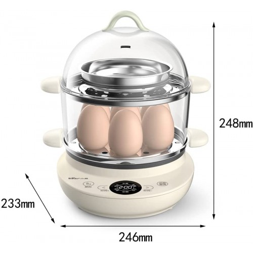 Cuiseur à œufs électrique Cuiseur à vapeur Cuiseur à vapeur Acier inoxydable 304 pour des œufs à la coque parfaits et durs jusqu'à 7 capacités d'œufs Beige double couche