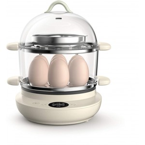 Cuiseur à œufs électrique Cuiseur à vapeur Cuiseur à vapeur Acier inoxydable 304 pour des œufs à la coque parfaits et durs jusqu'à 7 capacités d'œufs Beige double couche