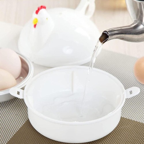 Cyhamse Cuiseur à œufs pour micro-ondes – Cuiseur à œufs rapide en forme de poule 4 œufs électriques Safe Kitchen Egg Boiler Gadgets