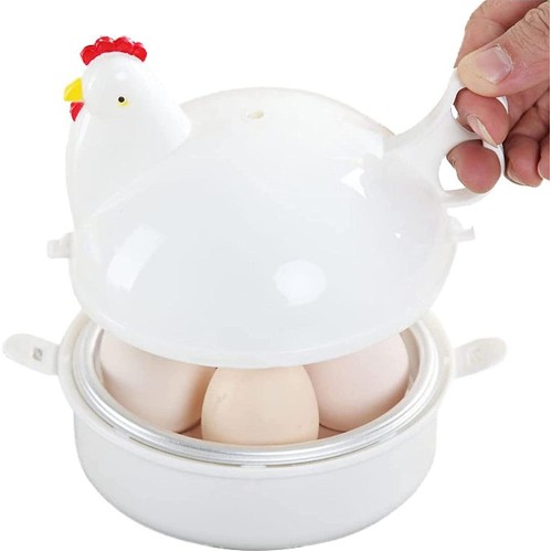 Cyhamse Cuiseur à œufs pour micro-ondes – Cuiseur à œufs rapide en forme de poule 4 œufs électriques Safe Kitchen Egg Boiler Gadgets