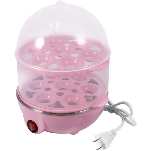 Egg Cooker Machine à oeufs électrique double couche de 350 W Vapeur de chaudière multifonctionnel pour oeufs avec capacité de 14 oeufsRose