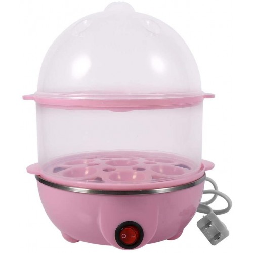 Egg Cooker Machine à oeufs électrique double couche de 350 W Vapeur de chaudière multifonctionnel pour oeufs avec capacité de 14 oeufsRose