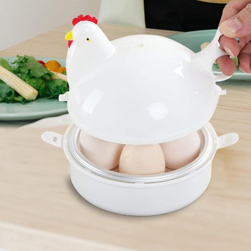 QYEW Cuiseur à œufs pour micro-ondes – Cuiseur à œufs rapide en forme de poulet 4 œufs électrique | Cuiseur à œufs de cuisine sûr