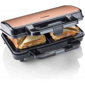 Bestron ASM90XLCO Machine à sandwichs XL antiadhésif pour 2 sandwichs 900 W Noir cuivre métal