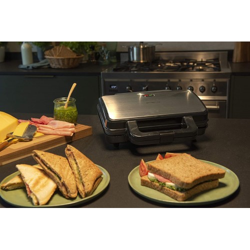 Emerio ST-109562 grille-pain sandwich XXL adapté à toutes les tailles de pain grillé acier inoxydable grande forme de coque pas de fuite GAGNANT DE LA PERFORMANCE Haus & Garten Test 03 2019