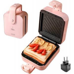 Sandwich Maker Léger et Portable Double Face Chauffage Anti-adhérent Pan,Appareil Grill avec UE Adapteur Paninis Sándwichs 0% BPA ,600w，Plaques de Petite Taille: 13.5 X 12.5 cm