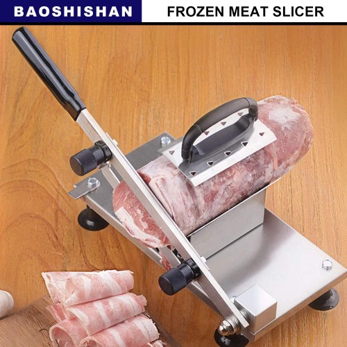 BAOSHISHAN trancheuse à viande congelée ménage manuel machine à trancher la viande froide pour herb nougat bacon ZB-208B
