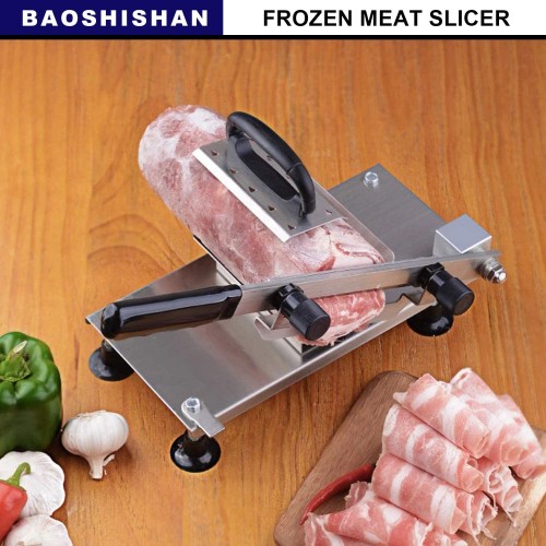 BAOSHISHAN trancheuse à viande congelée ménage manuel machine à trancher la viande froide pour herb nougat bacon ZB-208B
