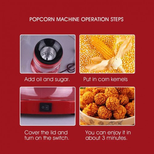 1200W Machine à Pop Corn Retro Appareils à popcorn Matière plastique de qualité alimentaire résistance à haute température Meilleur appareil de popcorn sans gras et en bonne santé