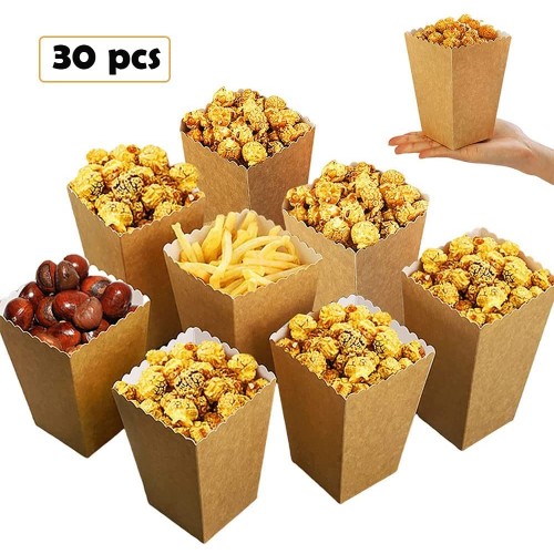 30 Pack Popcorn Boîtes Popcorn Carton Boîtes à Popcorn Pour Fêtes Boîtes à Pop Corn en Papier Kraft pour Les Collations de Fête Les Bonbons Le Pop-Corn et Les Cadeaux S