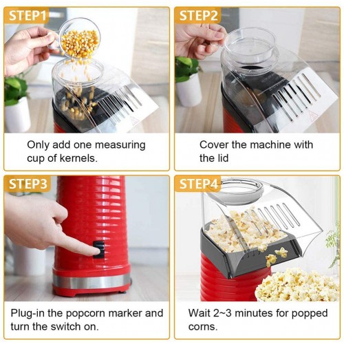 Appareil à popcorn 110V ou 220V Machine à popcorn gastronomique | Meilleur appareil de popcorn sans gras et en bonne santé Pas besoin d'huile