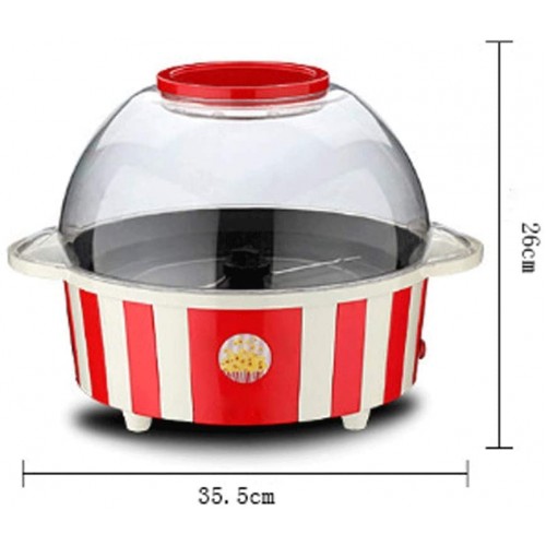 Appareils à Popcorn Machine Party Couvercle de Surface chauffante avec revêtement antiadhésif pour Machine à Pop-Corn électrique Sert également de Bol de Service 850W Rouge