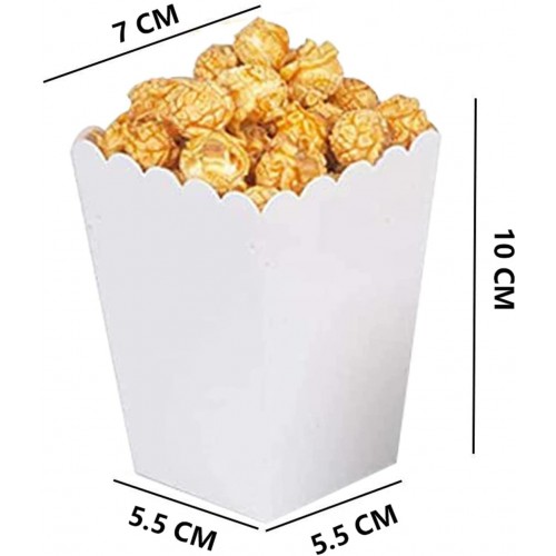 Boîtes de Pop-Corn Blanche 24 Pièces Petite Conteneurs de Pop-Corn en Papier pour Soirée Cinéma