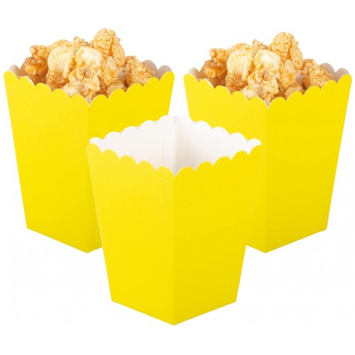 Boîtes de Pop-Corn Jaune 24 Pièces Petite Conteneurs de Pop-Corn en Papier pour Soirée Cinéma
