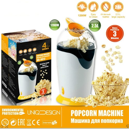 CLFDC Appareils à Popcorn,Machine à Pop-Corn Automatique pour Enfants Domestiques,Mini Machine à Pop-Corn Domestique,Bol Amovible,Facile à Nettoyer Jaune