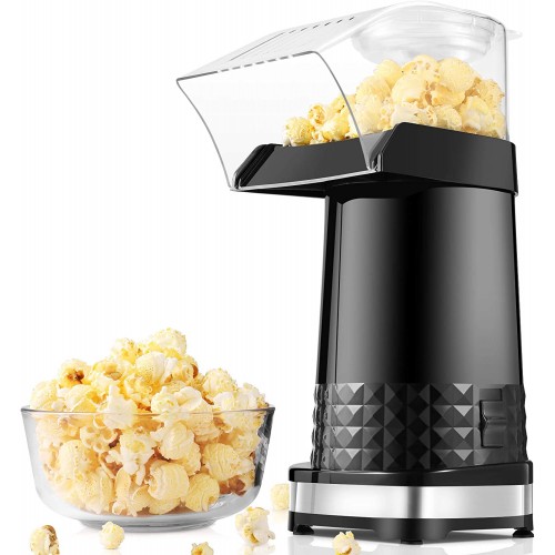 COOCHEER Machine à pop-corn à air chaud 1200 W pour la maison design à grand calibre avec verre doseur et couvercle amovible sans BPA