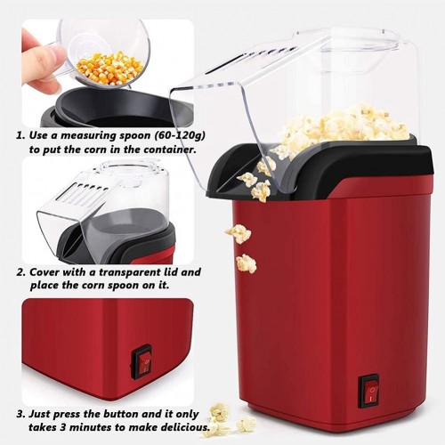 EastMetal Appareil à Popcorn Air Chaud 1200W Machine à Pop-Corn Faible en Calories Popcorn Maker sans Huile Revêtement Antiadhésif Couvercle Amovible Facile á Utilisation pour Casse-croûte
