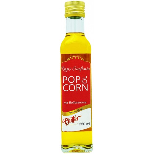 Hopser Food Fun d'huile pour pop-corn 250ml au goût fin de beurre naturel et bec verseur pratique