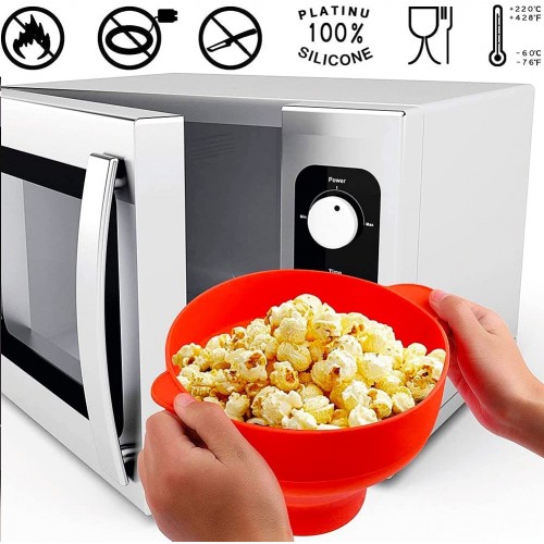 LLMZ Popcorn Maker,Silicone Micro-ondes Popcorn Microwave Popper Bol À Pop Pliant Popcorn Maker Résistance Température avec Couvercle & Handles pour la Maison la Fête Film