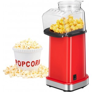Machine à Pop Corn 1400W Électrique Circulation d'Air Chaud Popcorn-Maker Sans Gras Huile Rapide & Facile pour la Fête la Soirée Cinéma le Match de Football Rouge