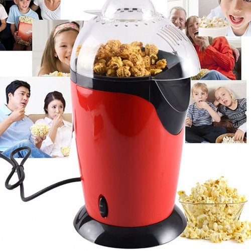 Machine à Popcorn 1200W Appareil à Popcorn Air Chaud Machine à Pop-Corn Électrique Accueil Snacks Hypocaloriques Sans Gras Huile Revêtement Antiadhésif pour Collations Amusantes-Light red