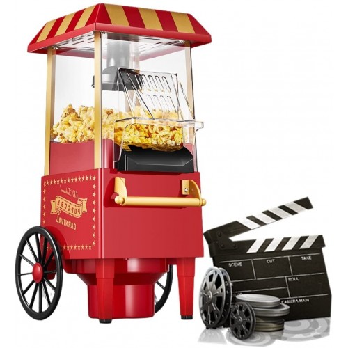 Machine à Popcorn Rétro Machine à Pop-Corn Électrique de Style Théâtre Fonctionnement à un Bouton Taux d'Éclatement de 99% Sain et Sans BPA Facile à Nettoyer Adapté pour les Soirées Cinéma Noël