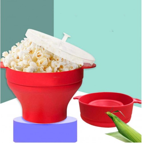 Microwave Popcorn Maker Pliable Popcorn silicone poignée Résistance haute température pour bol micro-ondes pop-corn Maker Rouge
