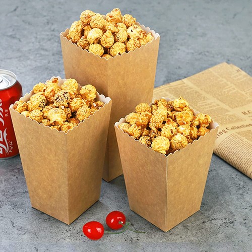 MoK 30 Pièces Boite Pop Corn Popcorn Carton Boîtes à Popcorn Boîtes à Popcorn en Papier Kraft pour les Collations de Fête les Bonbons le Pop-Corn et les Cadeaux