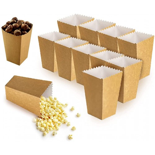 MoK 30 Pièces Boite Pop Corn Popcorn Carton Boîtes à Popcorn Boîtes à Popcorn en Papier Kraft pour les Collations de Fête les Bonbons le Pop-Corn et les Cadeaux