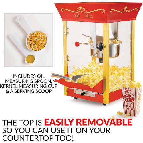 Nostalgia Electrics Old Fashioned Popcorn Cart Machine à Popcorn – Machine à Popcorn 120 V 22,7 kg