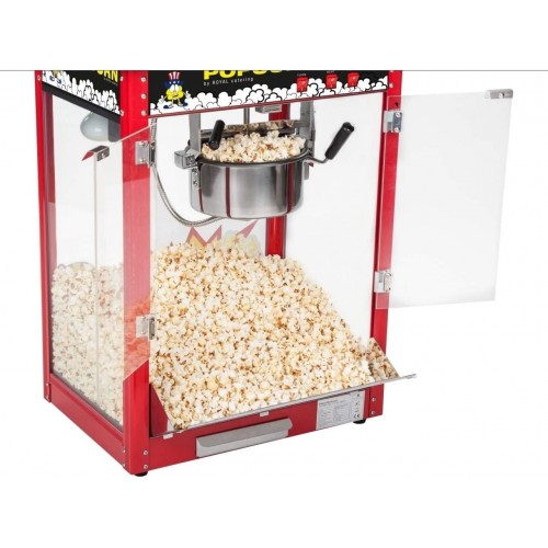 Royal Catering Machine À Popcorn Professionnelle RCPW-16E 1600 W 5 Kg Heure 16 l h Marmite ø18,5 cm Revêtement Téflon Rouge Chariot Utilisation Mobile
