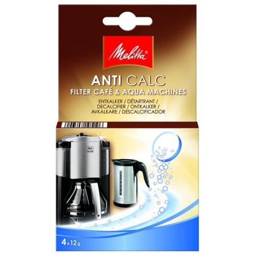 Melitta Anti Calc Filter Café & Aqua Machines Tablettes Anti-Calcaire pour Machines à Café et Bouilloire 4 x 12g