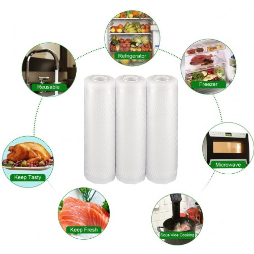 Mise sous vide Sac sous vide alimentaire Rouleaux d'emballage pour Machine sous vide 3 rouleaux 20 cm x 300 cm et 3 rouleaux 28 cm x 300 cm pour Économiseur de nourriture