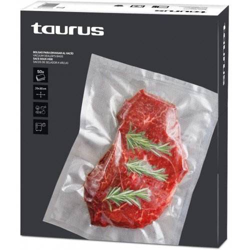 Taurus Pack de sacs pour emballage sous vide 20x30 cm 50 unités sous-vide pour la conservation des aliments
