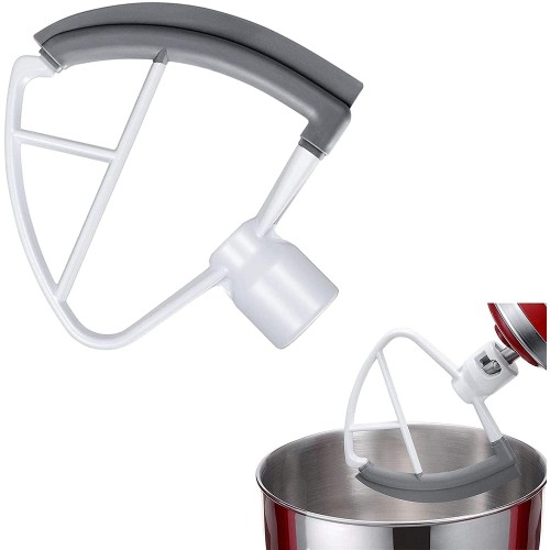 J- Batteur Edge pour mélangeur Kitchen-Aid Accessoire pour mélangeur Kitchen Aid pour Accessoires de mélangeur Kitchen-aid | Bols de 4,5 à 5 pintes Batteur avec Bords en Silicone Blanc
