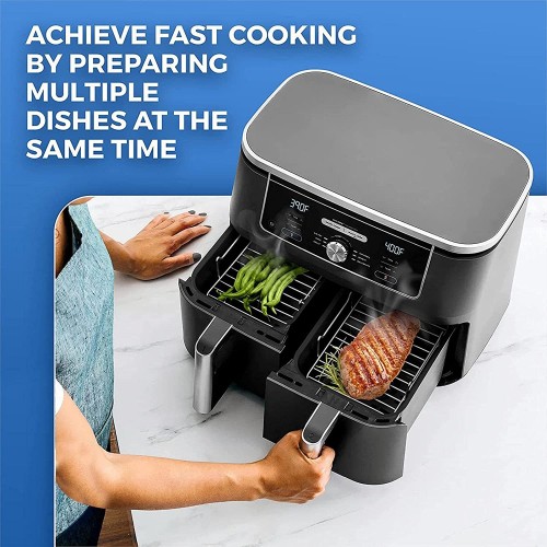 HIFONI Grille pour friteuse à air Compatible avec Ninja DZ201 DZ401 Foodi | Grille de Panier pour friteuse à air en Acier Inoxydable Lavable en Machine | Accessoires pour friteuse à air