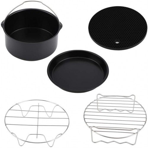 Izza Pan Cake Barrel Support en métal Outils de cuisson Accessoires universels pour friteuse à air facile à nettoyer Support à brochettes avec tapis en silicone pour frites pour la maison