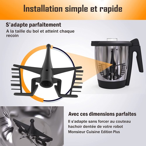 Basicook Fouet Papillon Batteur Mélangeur Accessoire pour Robot Monsieur Cuisine Edition Plus Silvercrest de Lidl Ultra Résistant