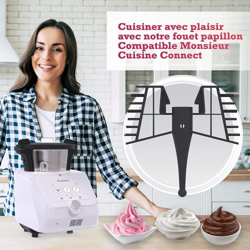 Gycook Fouet Papillon pour Robot Monsieur Cuisine Connect et Monsieur Cuisine Smart LIDL Silvercrest Accessoire Batteur Mélangeur Pièce Facile à Emboiter